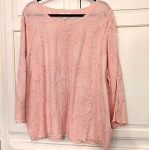 Pink COTTON Woven EMBROIDERED TopXL